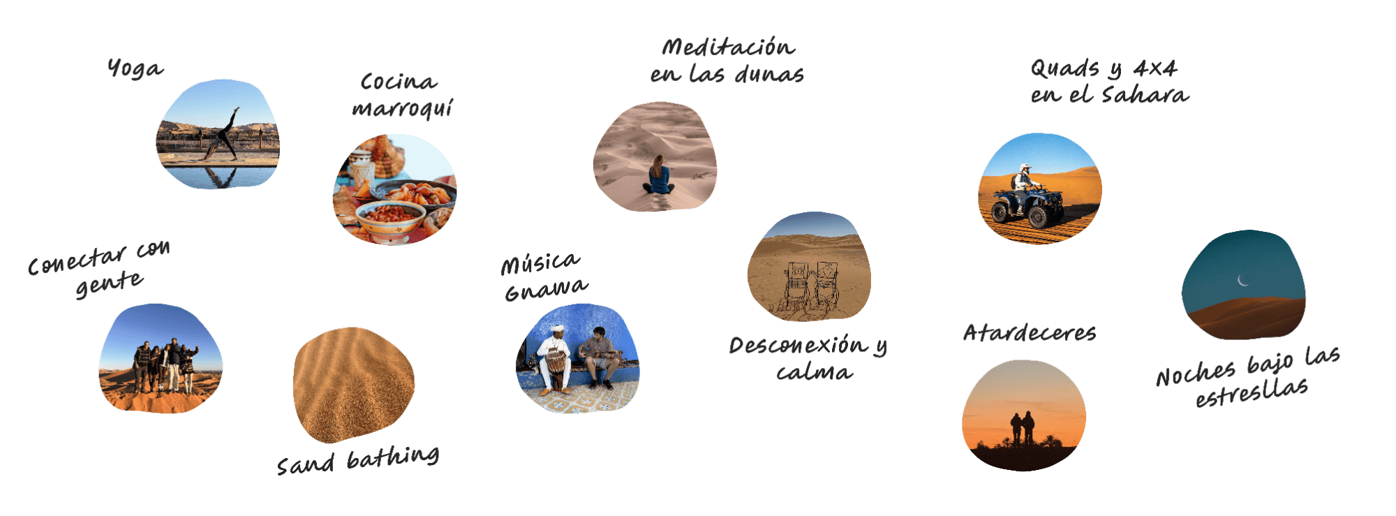 Collage de actividades de Sahara Calm